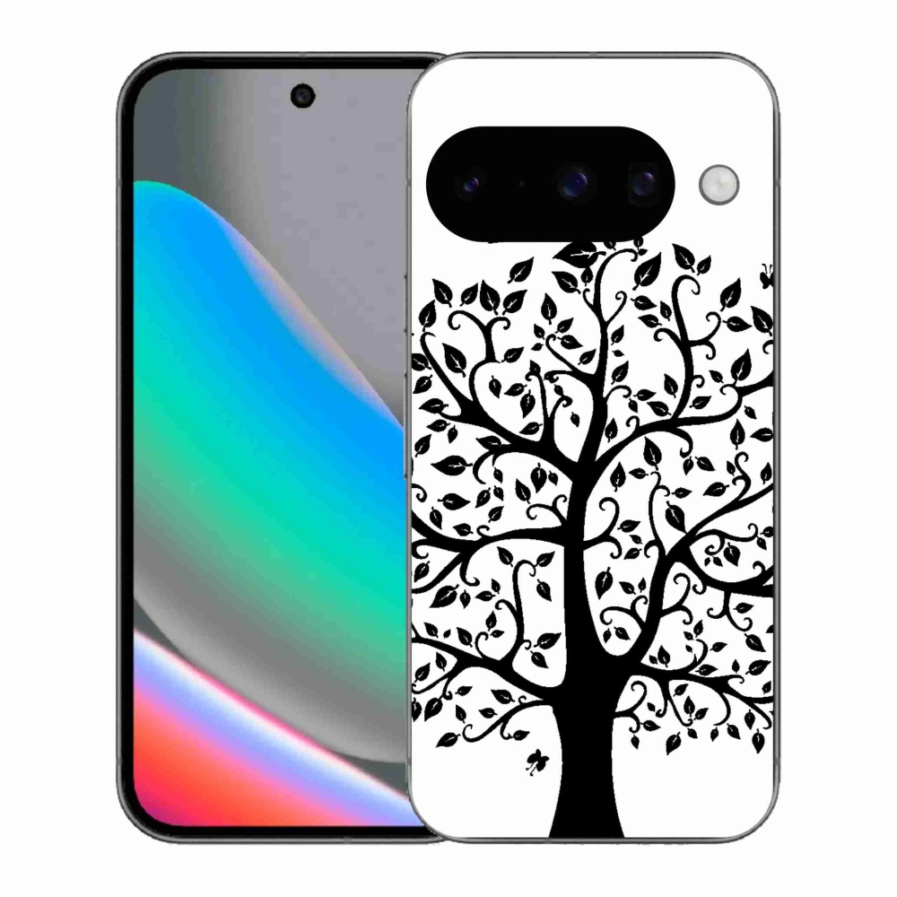 Gélový kryt mmCase na Google Pixel 10 - čiernobiely strom
