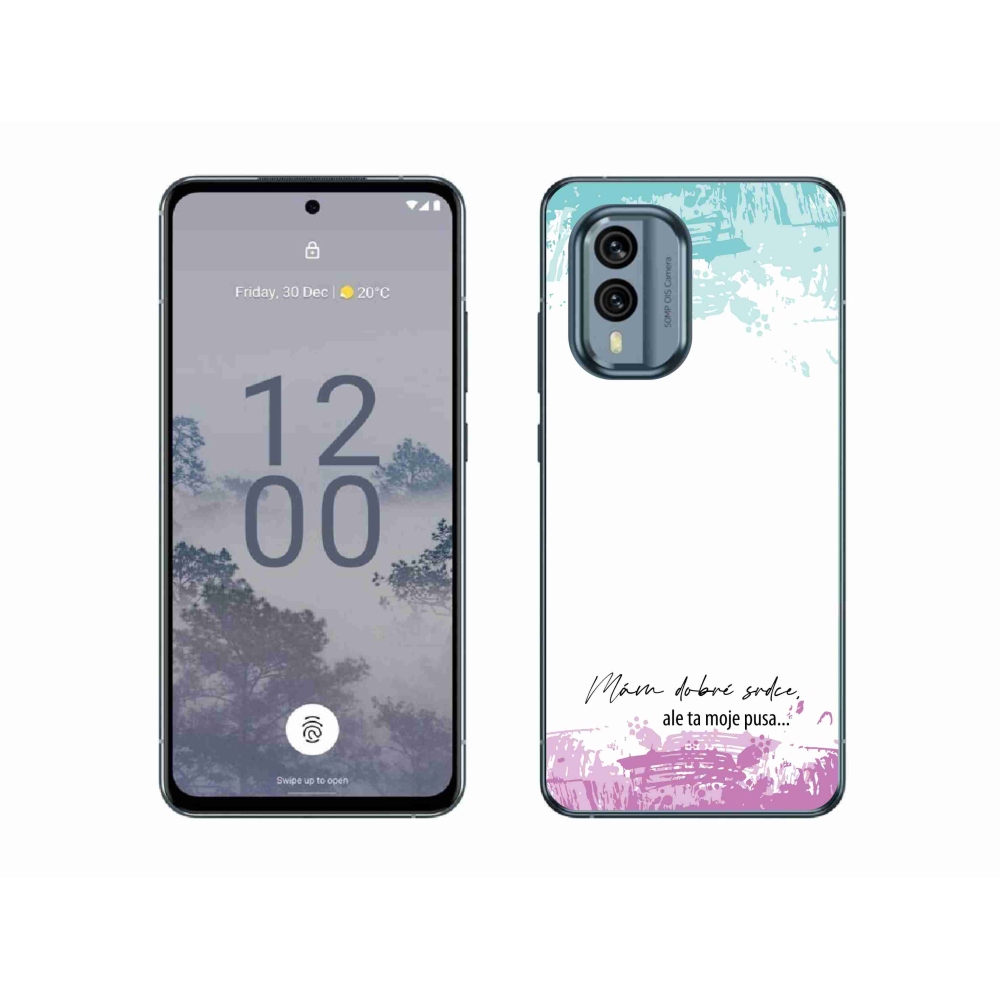 Gélový kryt mmCase na Nokia X30 5G - vtipný text 3 biele pozadie