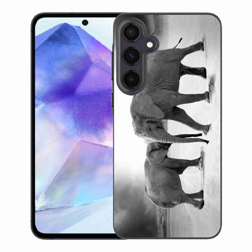 Gélový kryt mmCase na Samsung Galaxy A55 5G - čiernobieli slony