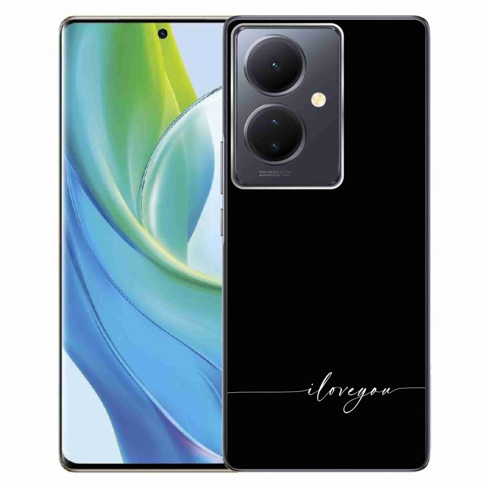 Gélový kryt mmCase na Vivo V29 Lite 5G - I love you čierne pozadie