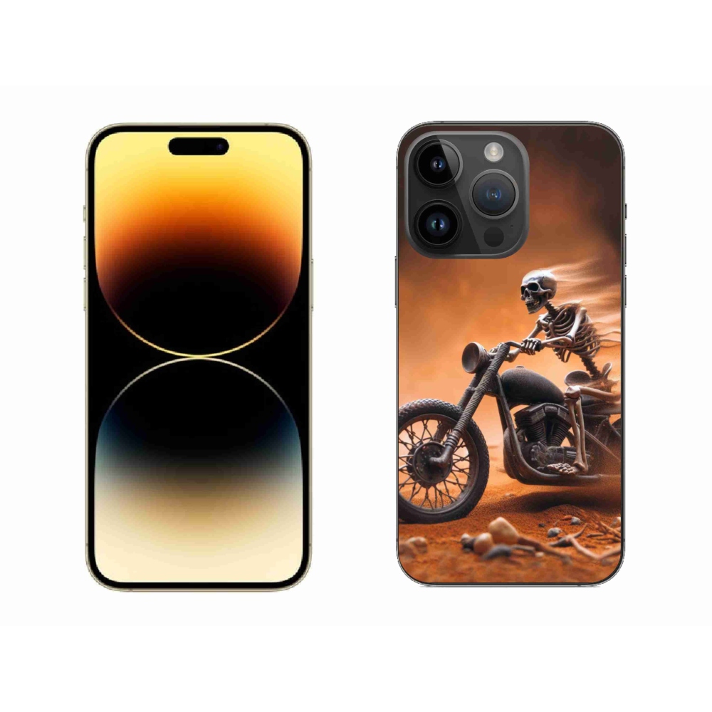 Gélový kryt mmCase na iPhone 14 Pro Max - kostra na motorke