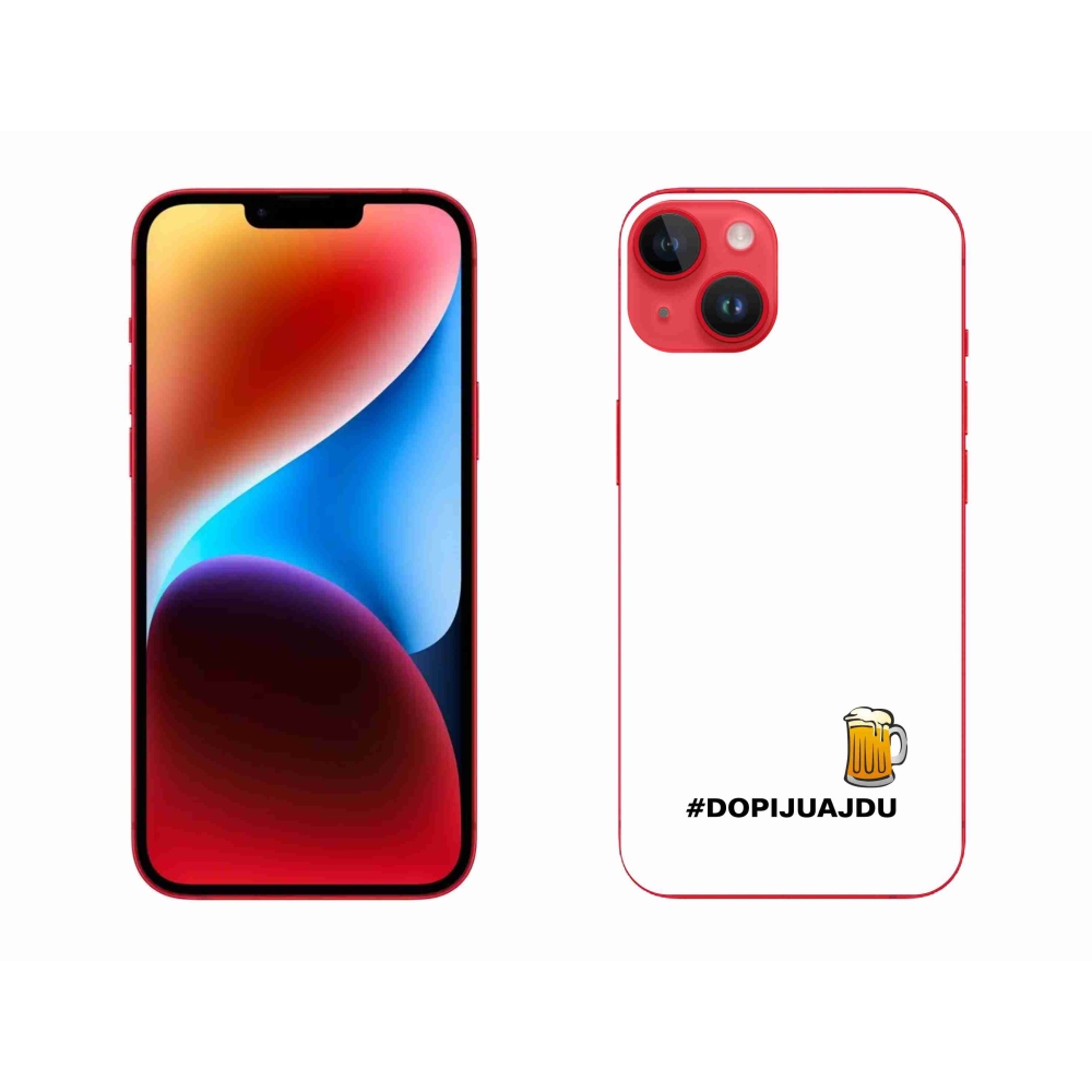 Gélový kryt mmCase na iPhone 14 Plus - pivný motív 1 biele pozadie