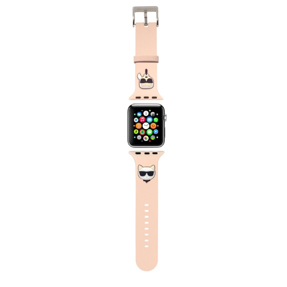 Remienok pre Apple Watch 42/44/45/49 mm Karl Lagerfeld Karl and Choupette - ružový