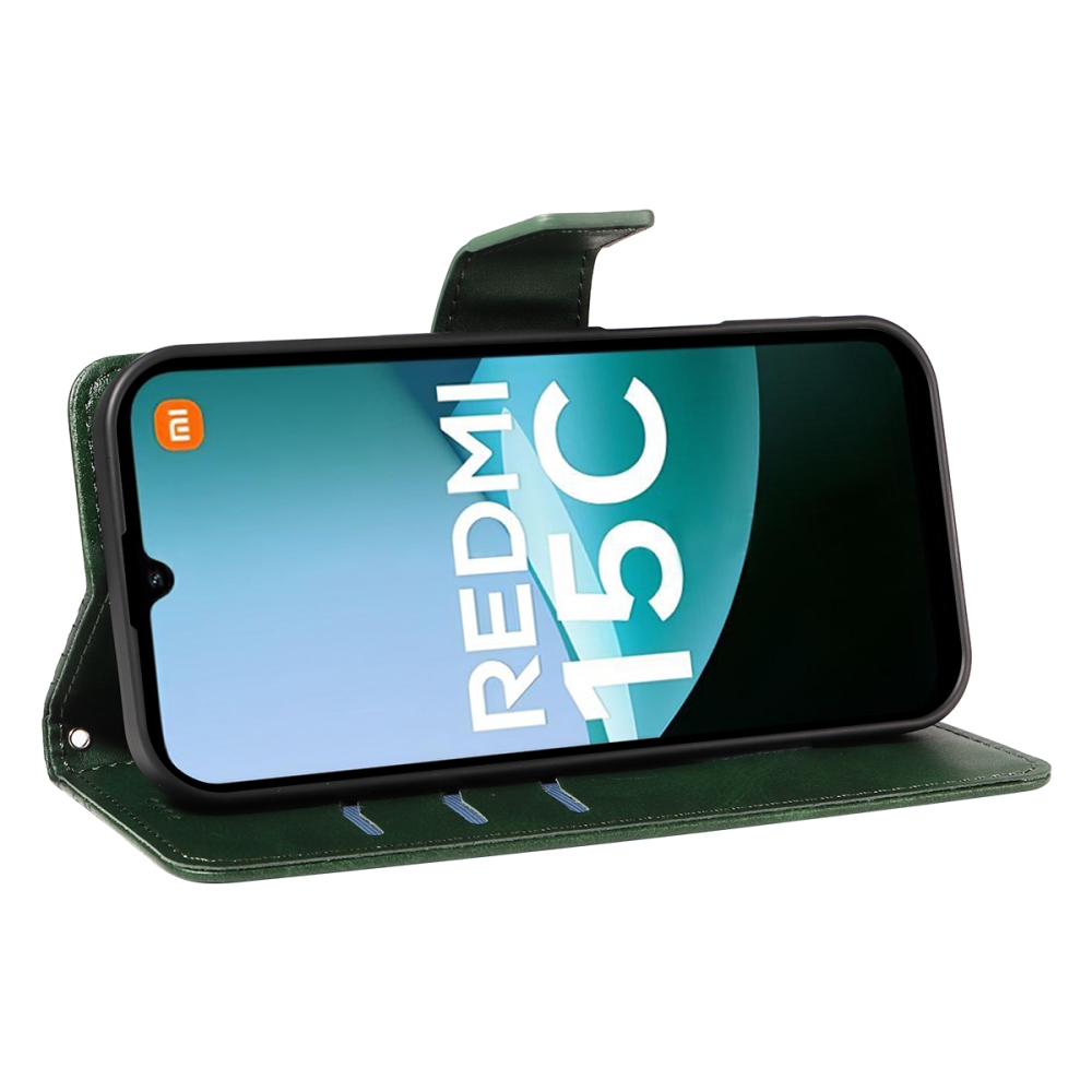 Grids knižkové púzdro na Xiaomi Redmi 15C 4G/5G (173mm) - zelené
