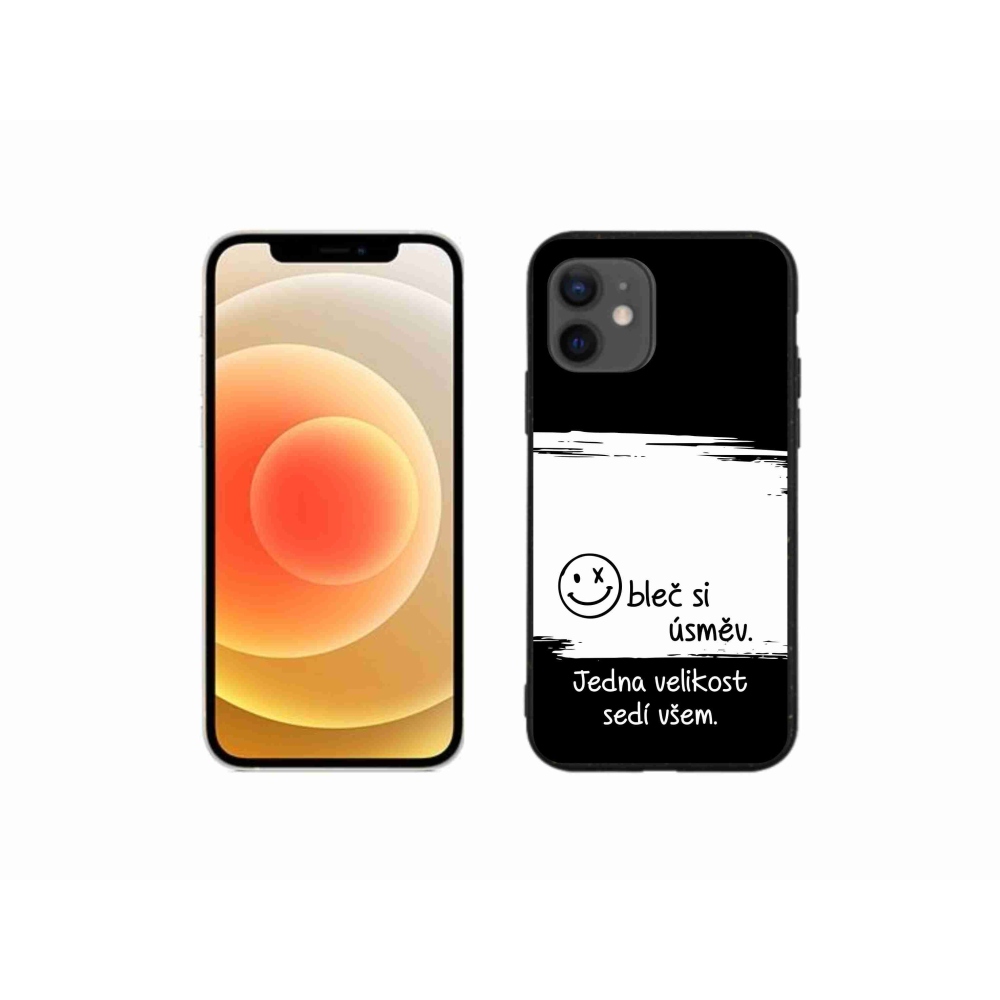 Gélový kryt mmCase na iPhone 12 mini - vtipný text 8 bieločierne pozadie