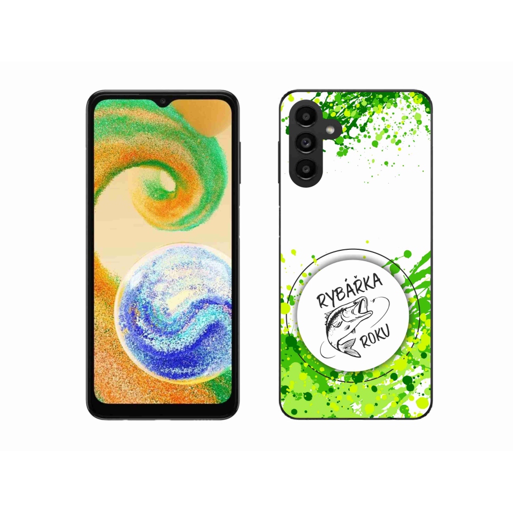 Gélový kryt mmCase na Samsung Galaxy A04s (164.7x76.7x9.1mm) - rybárka roka biele pozadie