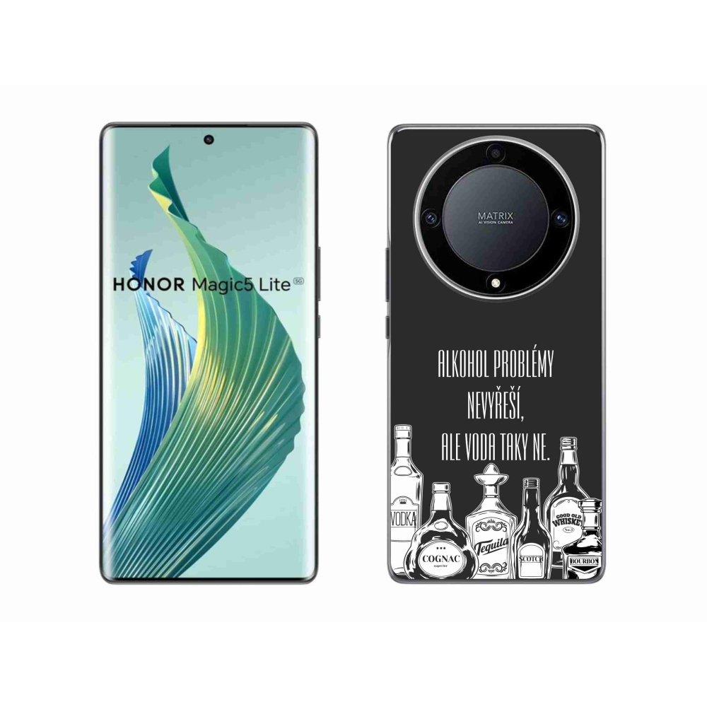 Gélový kryt mmCase na Honor Magic 5 Lite 5G - vtipný text čierne pozadie