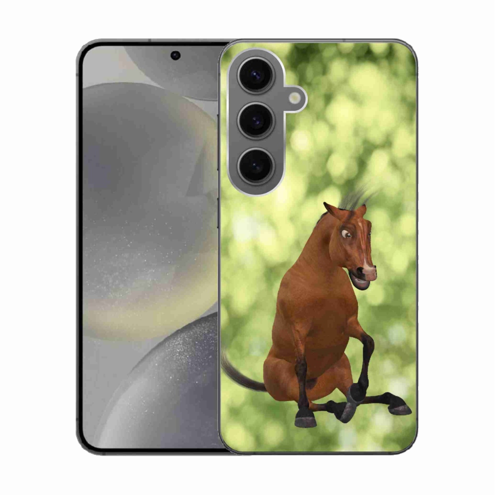Gélový kryt mmCase na Samsung Galaxy S24 - hnedý kreslený kôň 1