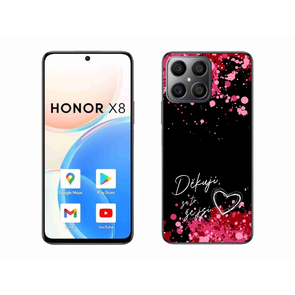 Gélový kryt mmCase na Honor X8 4G - zamilovaný text 2 čierne pozadie