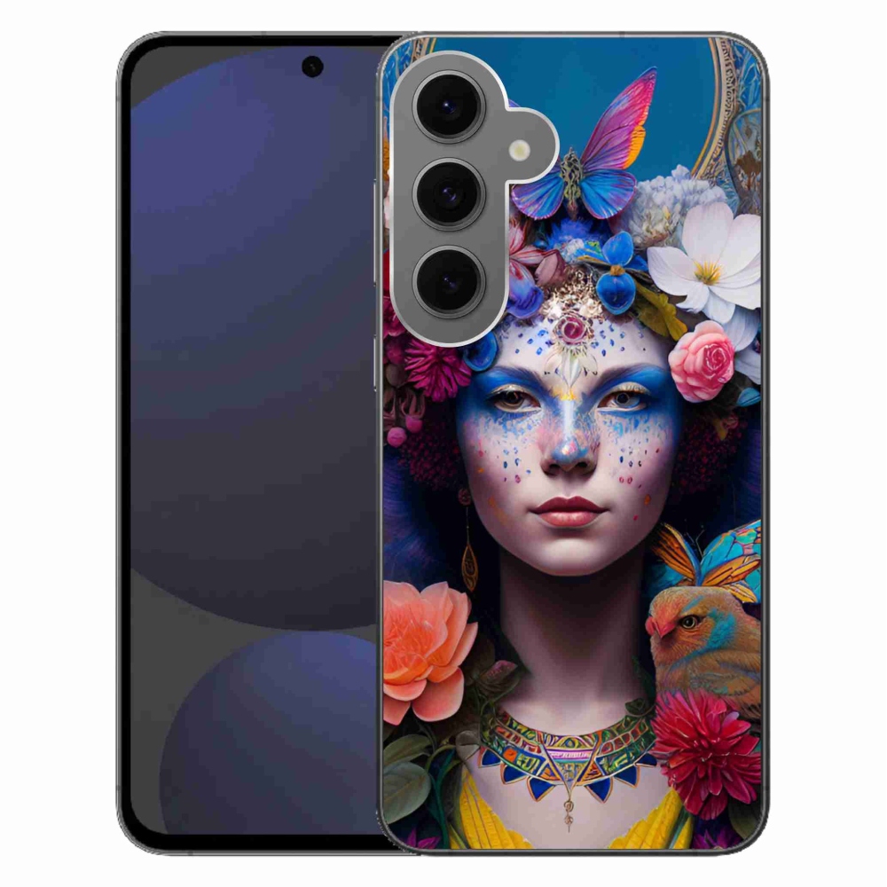 Gélový kryt mmCase na Samsung Galaxy S24 FE - žena s kvetinami