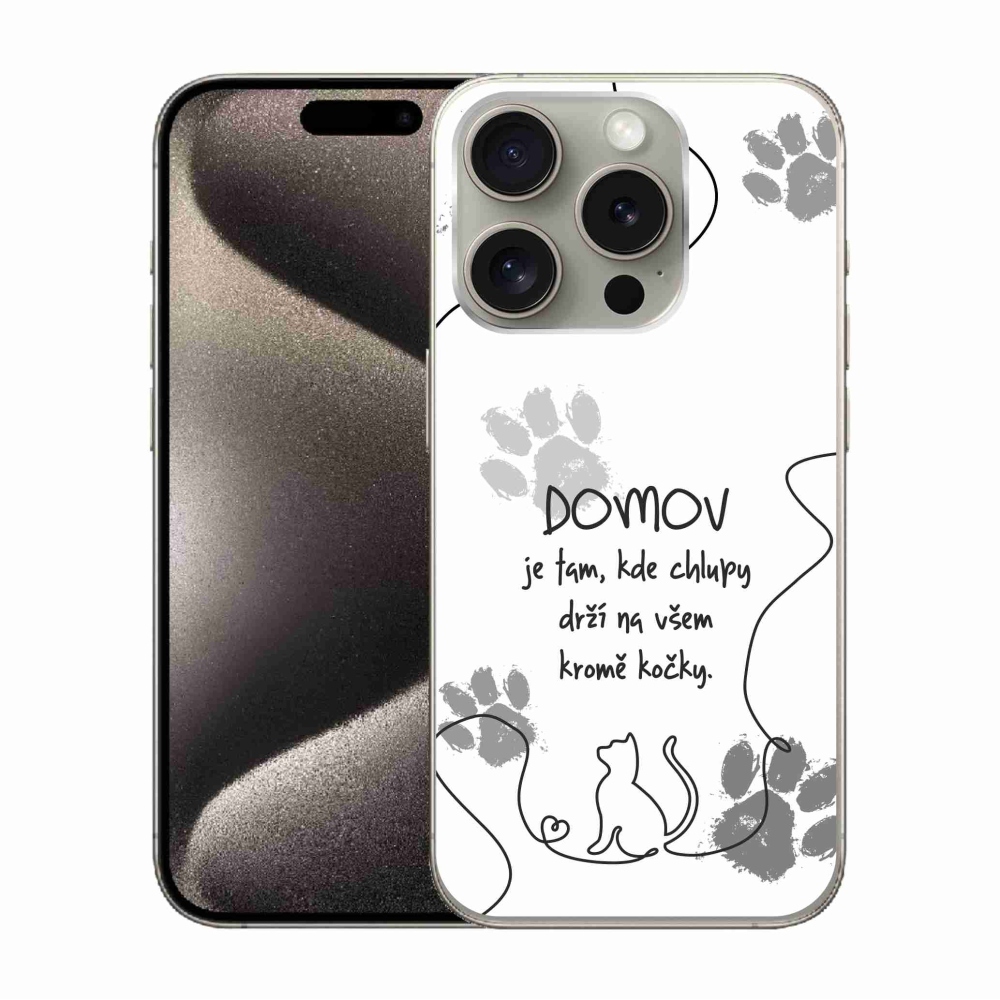 Gélový kryt mmCase na iPhone 15 Pro - mačacie motív biele pozadie