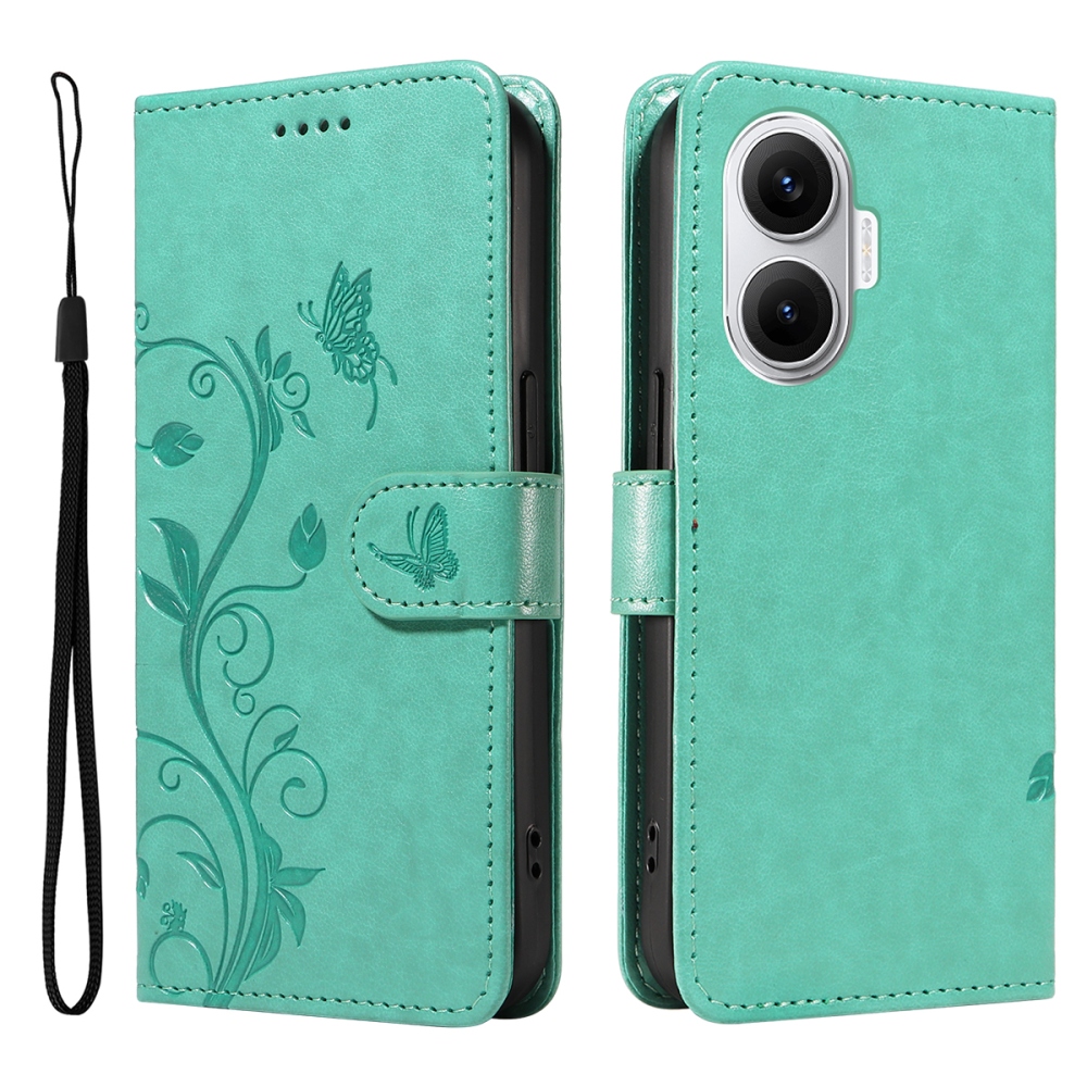 Flowers knižkové puzdro na Xiaomi Poco F7 5G - modrozelené