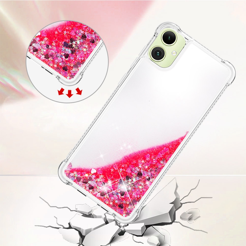 Glitter presýpacie gélový obal na Samsung Galaxy A07 4G - ružový/srdiečka