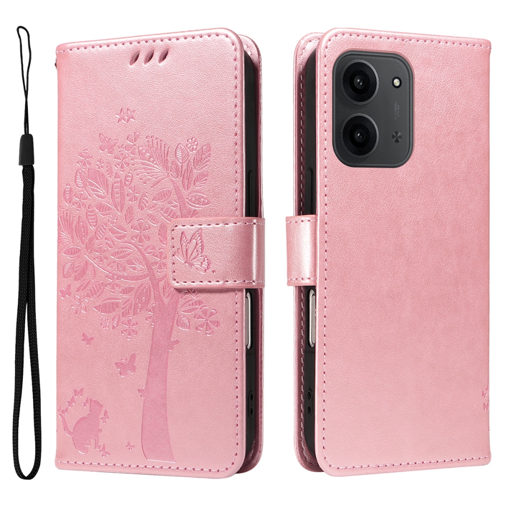 Trees knižkové púzdro na Xiaomi Redmi 15C 4G/5G (173mm) - ružovozlaté