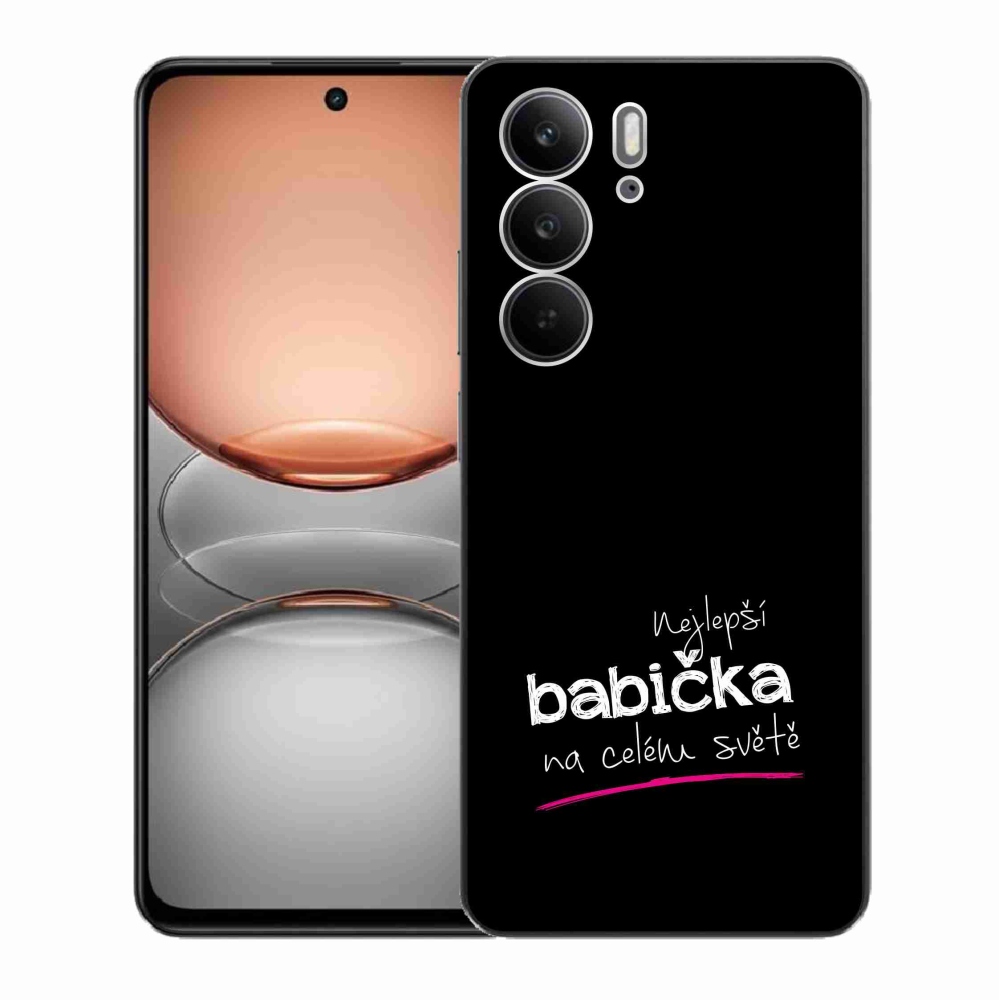 Gélový kryt mmCase na Realme C75 - najlepšia babička 4 čierne pozadie