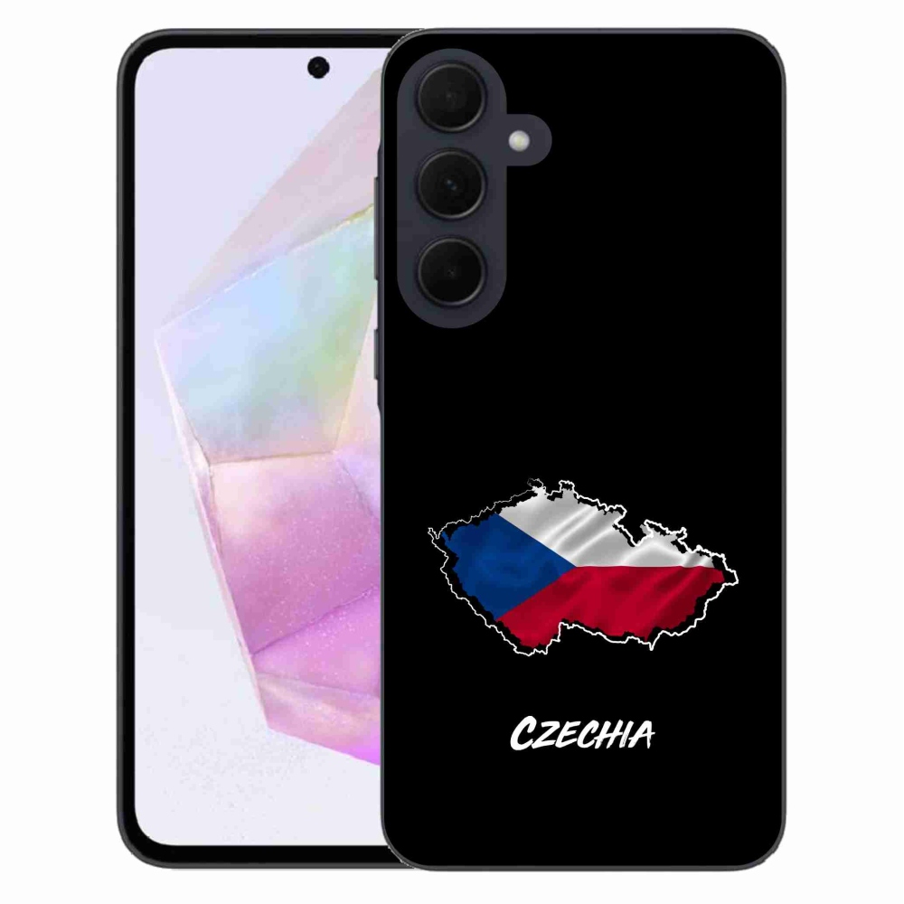 Gélový kryt mmCase na Samsung Galaxy A35 5G - Czechia čierne pozadie