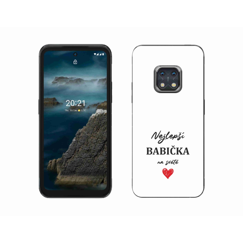 Gélový kryt mmCase na Nokia XR20 - najlepšia babička 1 biele pozadie