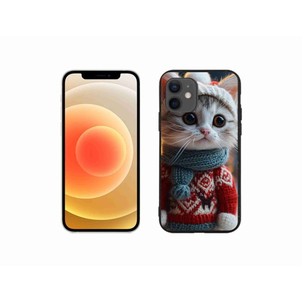 Gélový kryt mmCase na iPhone 12 mini - mačiatko vo svetri