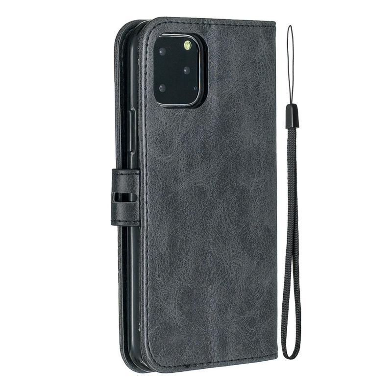 Wallet PU kožené peněženkové puzdro na mobil iPhone 12 mini - čierne