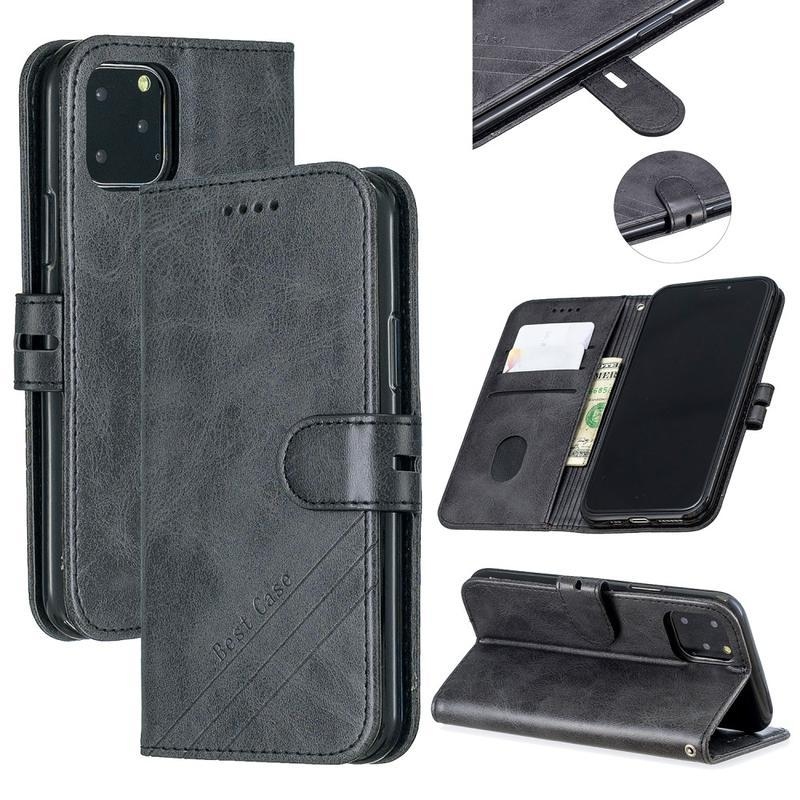 Wallet PU kožené peněženkové puzdro na mobil iPhone 12 mini - čierne