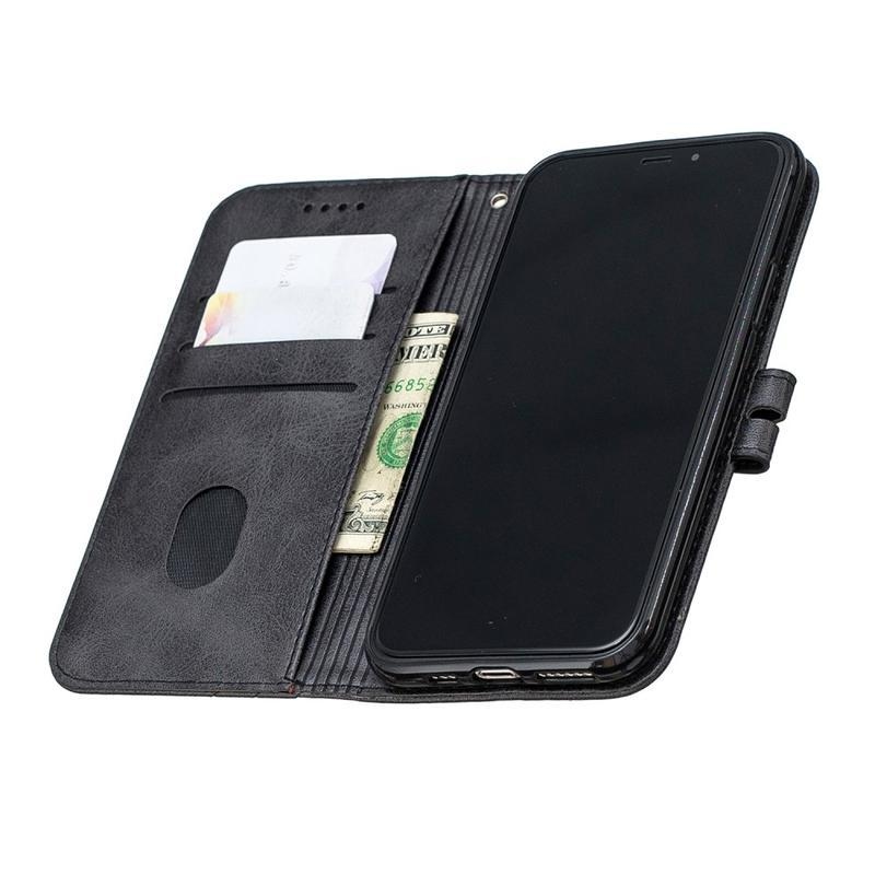 Wallet PU kožené peněženkové puzdro na mobil iPhone 12 mini - čierne