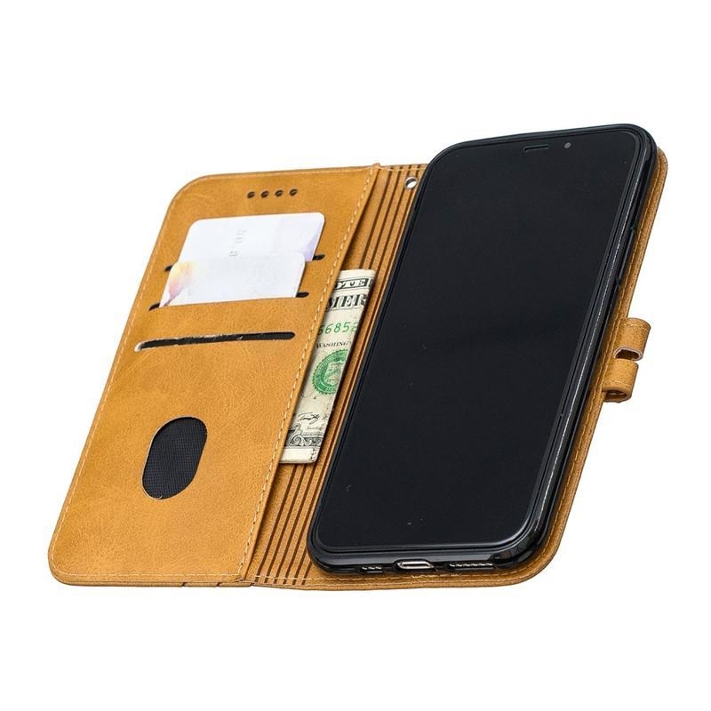 Wallet PU kožené peněženkové puzdro na mobil iPhone 12 mini - hnedé