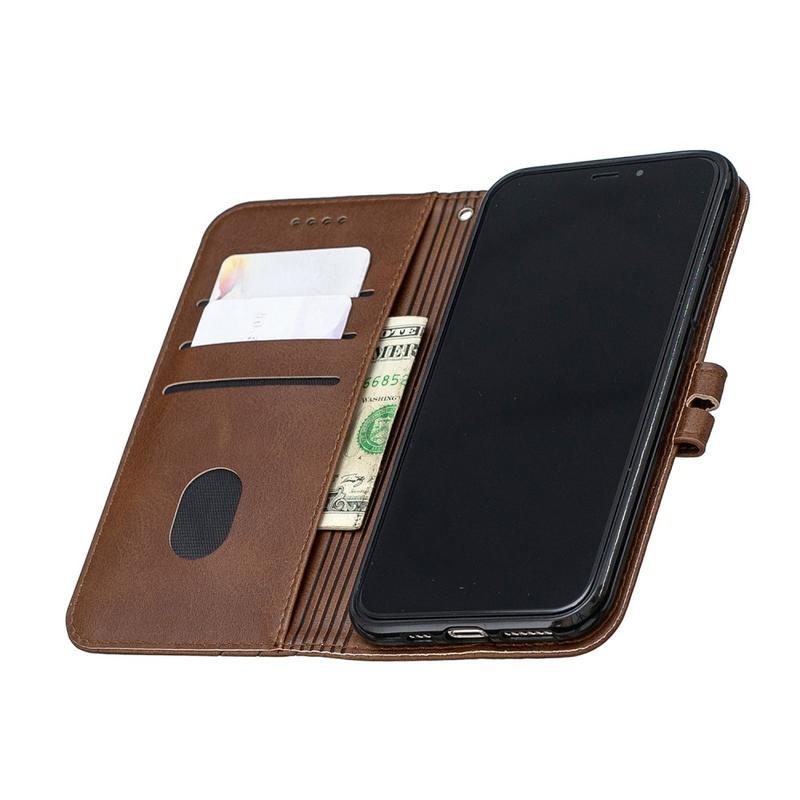Wallet PU kožené peněženkové puzdro na mobil iPhone 12 mini - kávové