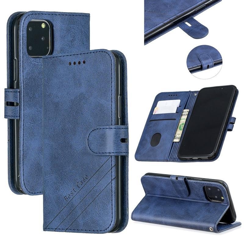 Wallet PU kožené peněženkové puzdro na mobil iPhone 12 mini - modré
