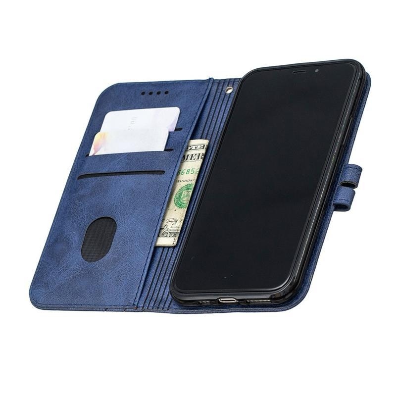 Wallet PU kožené peněženkové puzdro na mobil iPhone 12 mini - modré