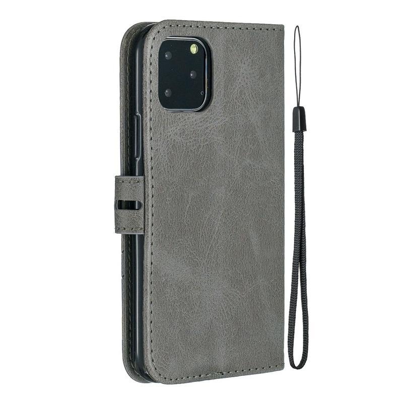 Wallet PU kožené peněženkové puzdro na mobil iPhone 12 mini - šedé