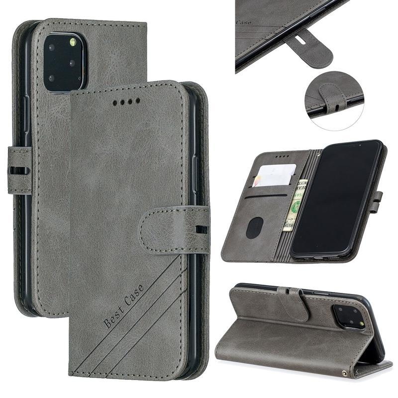 Wallet PU kožené peněženkové puzdro na mobil iPhone 12 mini - šedé