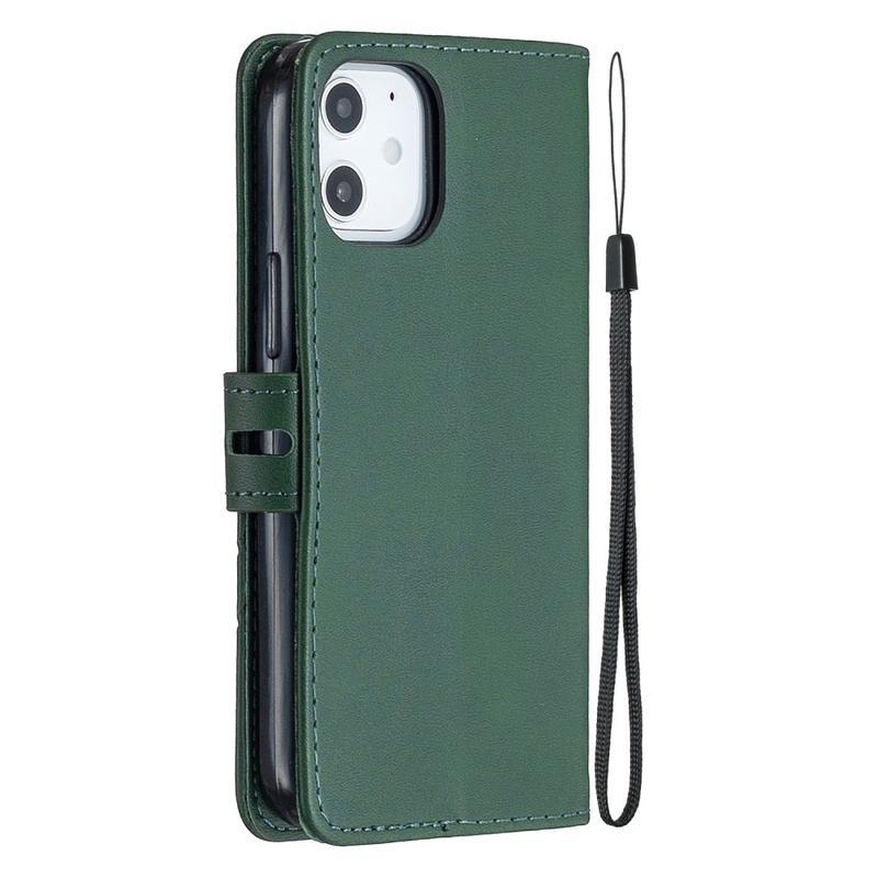 Wallet PU kožené peněženkové puzdro na mobil iPhone 12 mini - zelené
