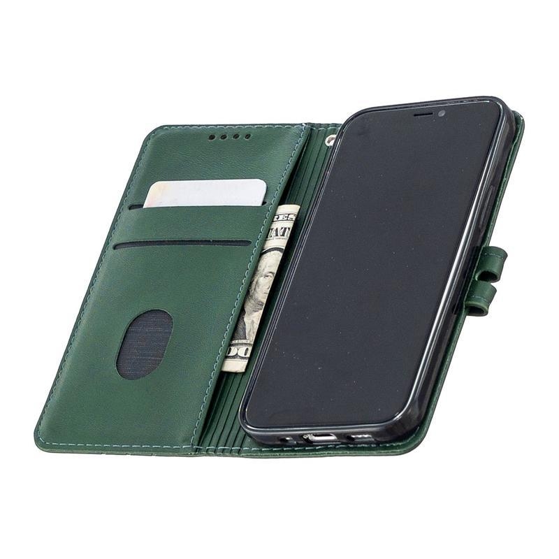 Wallet PU kožené peněženkové puzdro na mobil iPhone 12 mini - zelené