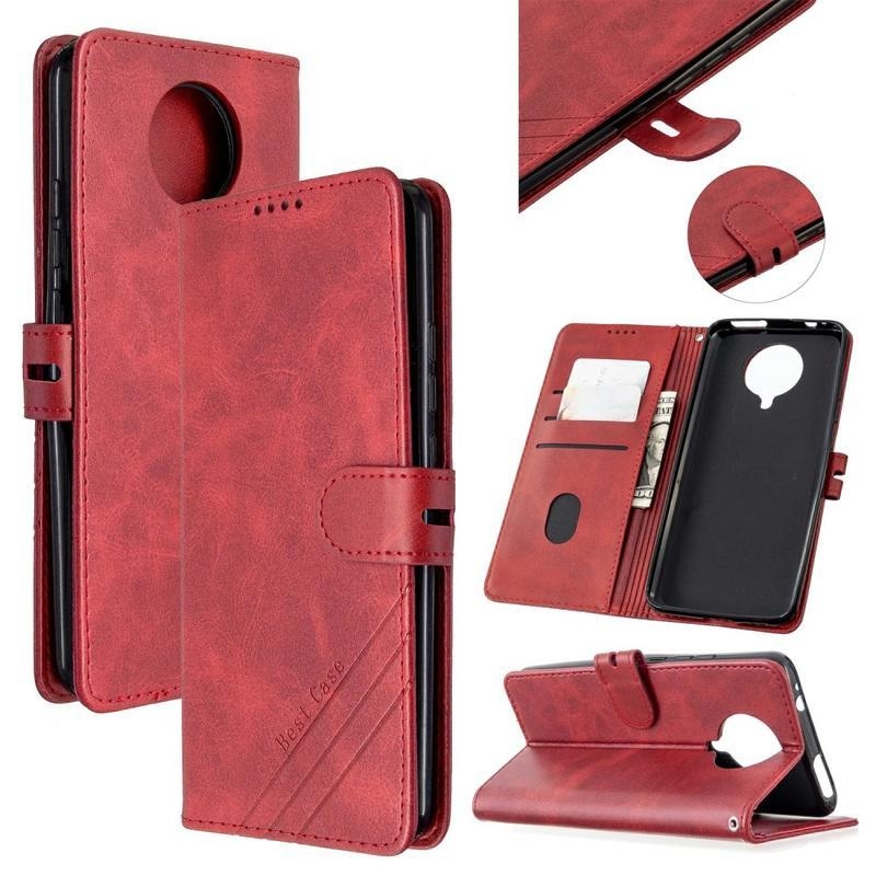 Wallet PU kožené peněženkové puzdro na mobil Xiaomi Poco F2 Pro - červené