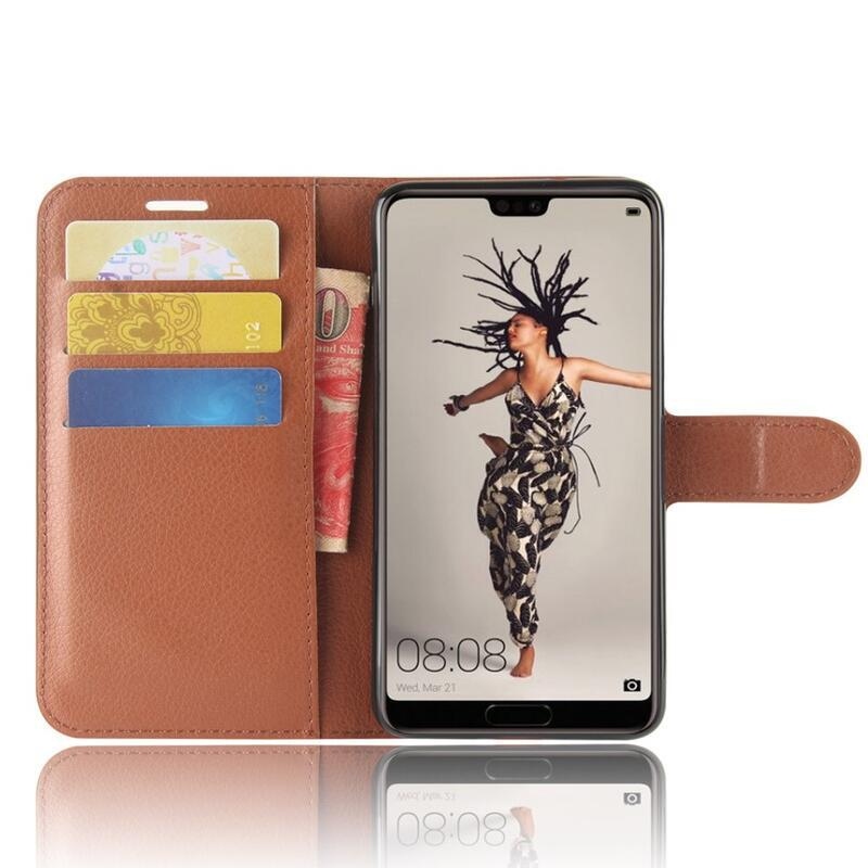 Wallet PU kožené puzdro na Huawei P20 - hnedé