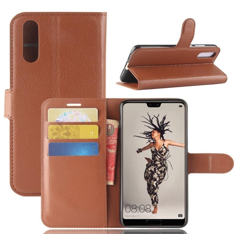 Wallet PU kožené puzdro na Huawei P20 - hnedé