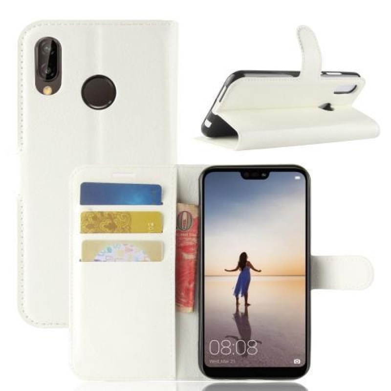 Wallet PU kožené puzdro na Huawei P20 Lite - biele