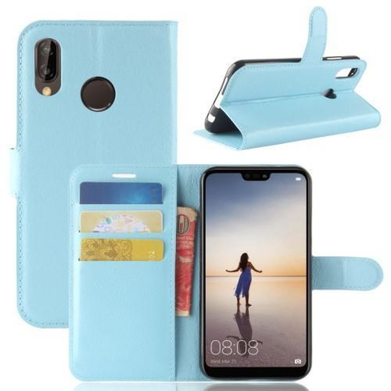 Wallet PU kožené puzdro na Huawei P20 Lite - modré