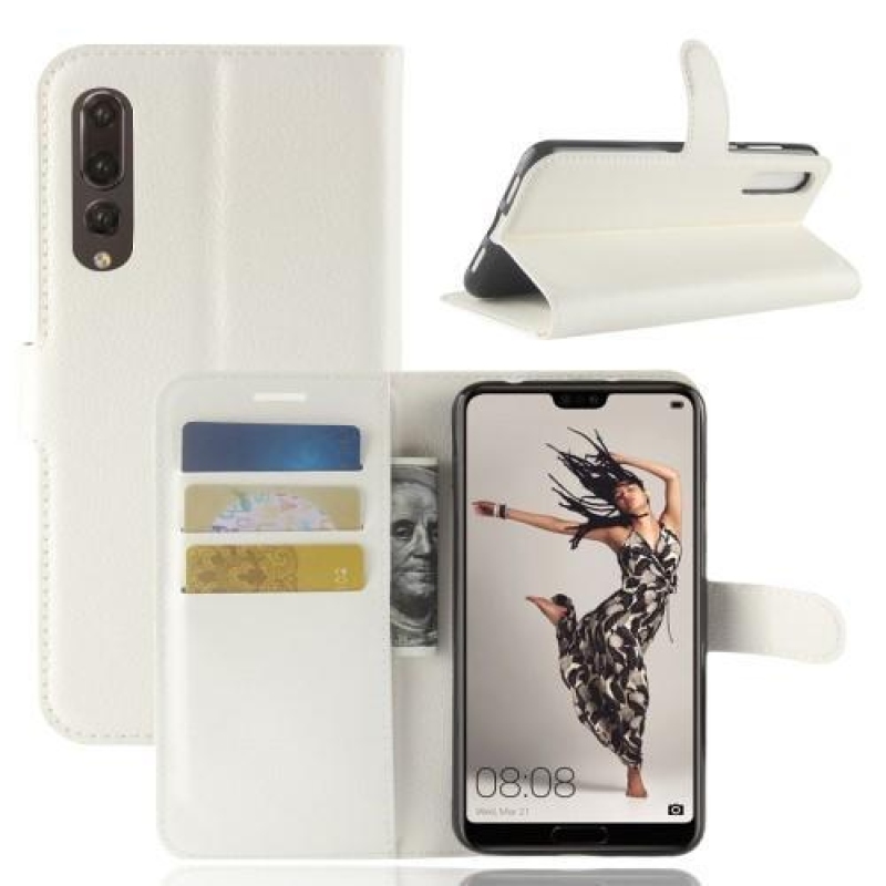 Wallet PU kožené puzdro na Huawei P20 Pro - biele