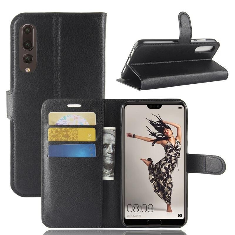 Wallet PU kožené puzdro na Huawei P20 Pro - čierne