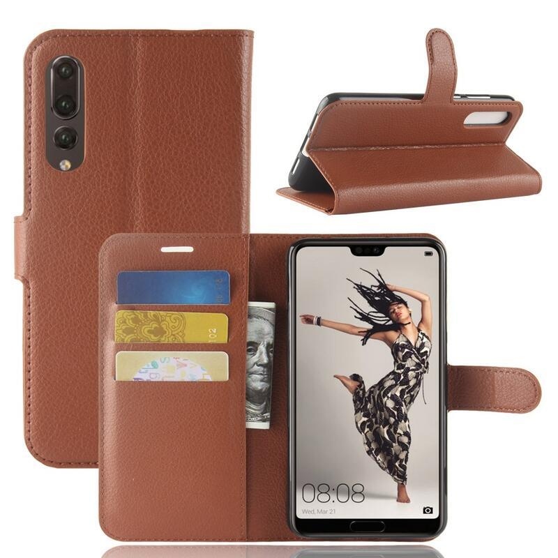 Wallet PU kožené puzdro na Huawei P20 Pro - hnedé