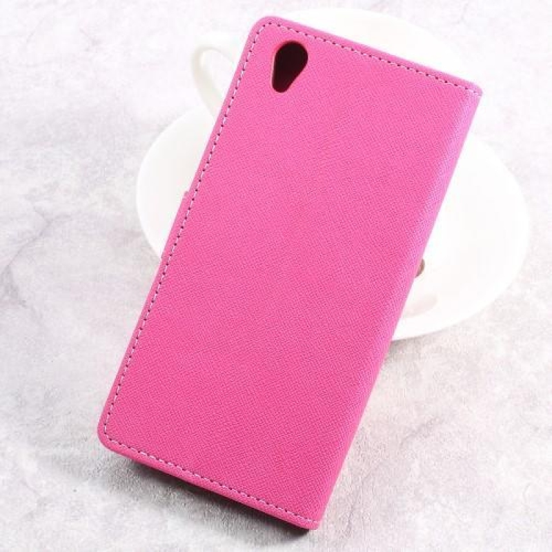 Wallet PU kožené puzdro pre mobil Sony Xperia L1 - rose