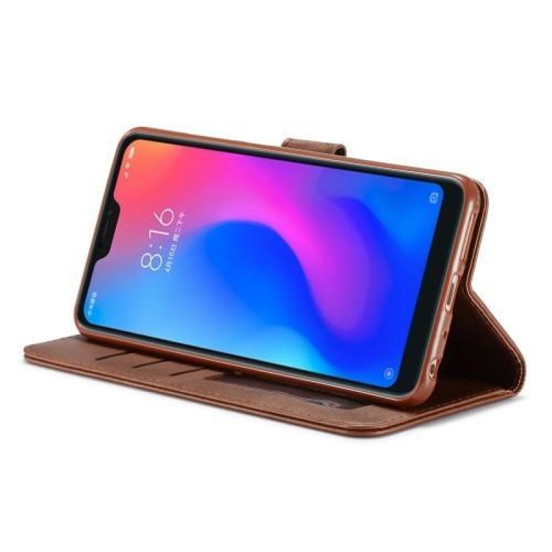 Wallstand PU kožené peňaženkové puzdro na Xiaomi Redmi Note 6 Pro - rose