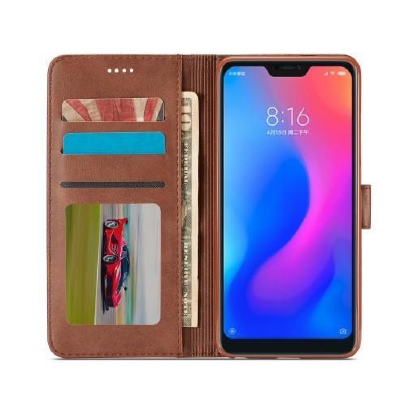 Wallstand PU kožené peňaženkové puzdro na Xiaomi Redmi Note 6 Pro - rose