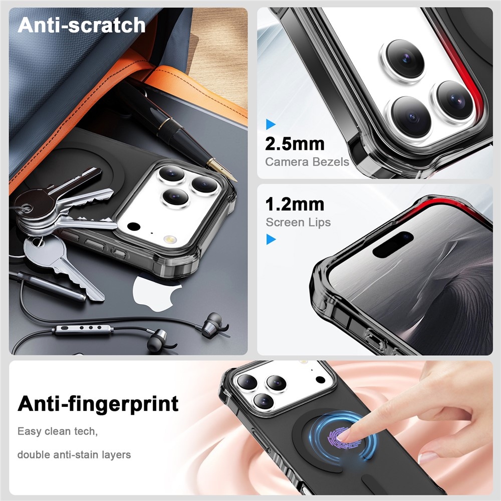 Wavy gélový obal s pevným chrbtom a MagSafe na iPhone 18 Pro/17 Pro - čierny