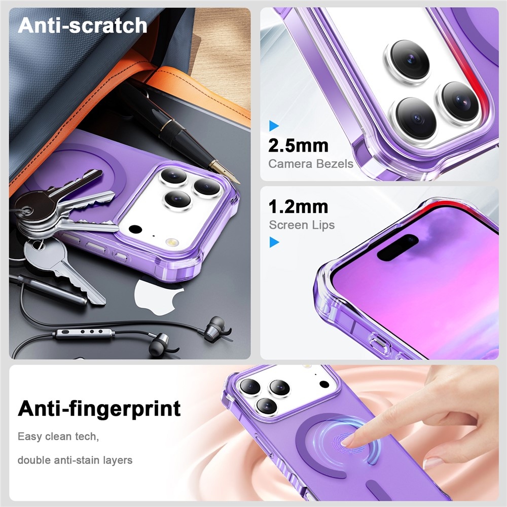 Wavy gélový obal s pevným chrbtom a MagSafe na iPhone 18 Pro/17 Pro - fialový
