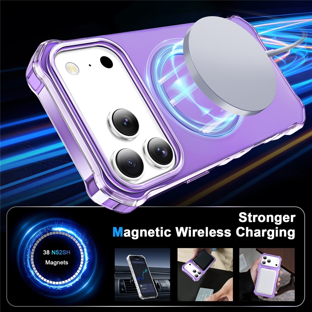 Wavy gélový obal s pevným chrbtom a MagSafe na iPhone 18 Pro/17 Pro - fialový