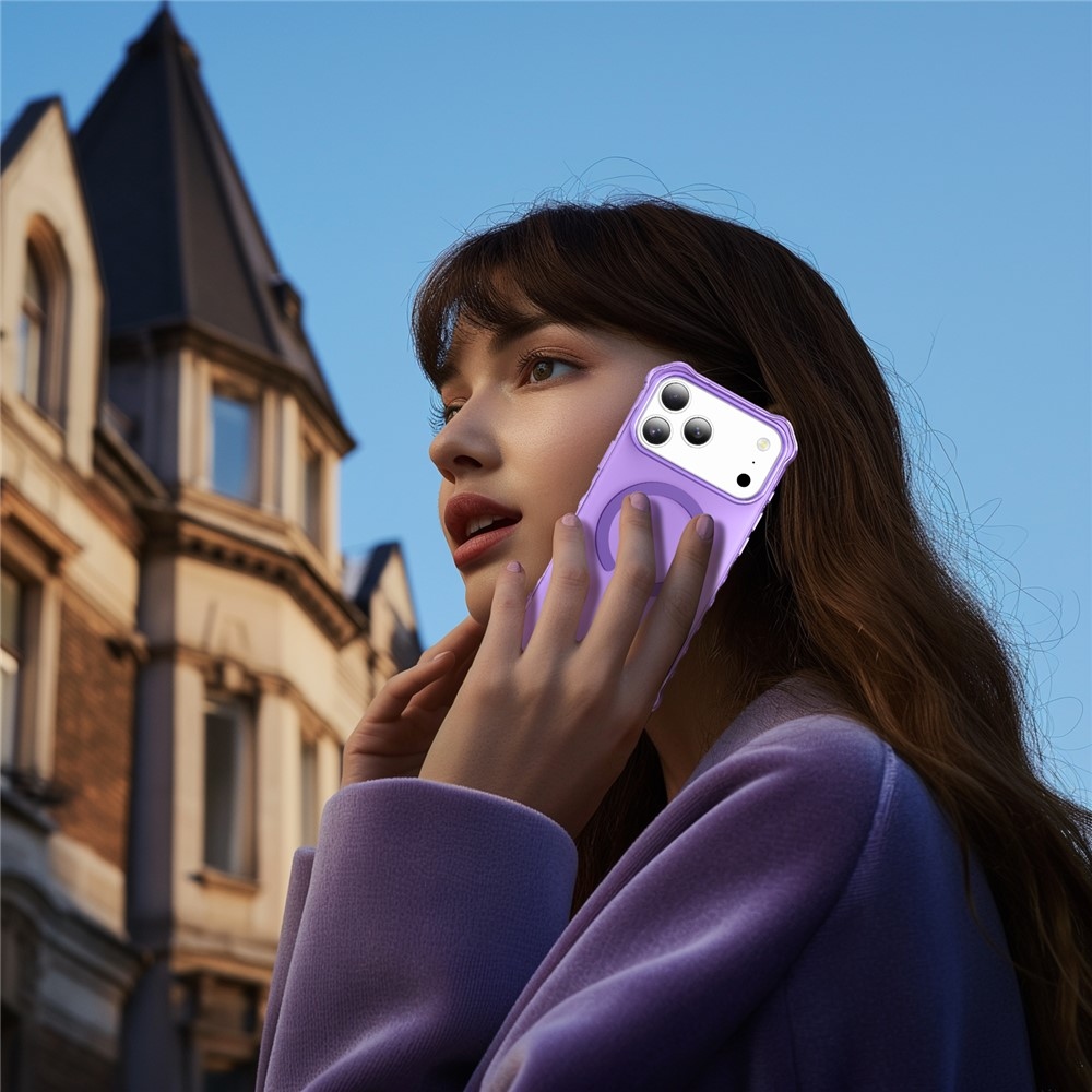 Wavy gélový obal s pevným chrbtom a MagSafe na iPhone 18 Pro/17 Pro - fialový