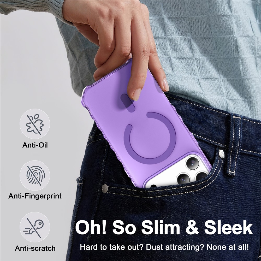 Wavy gélový obal s pevným chrbtom a MagSafe na iPhone 18 Pro/17 Pro - fialový