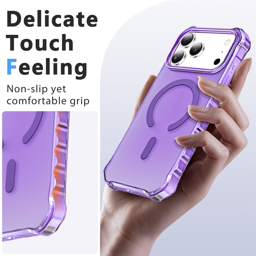 Wavy gélový obal s pevným chrbtom a MagSafe na iPhone 18 Pro/17 Pro - fialový